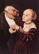 CRANACH, Lucas the Elder Old Man and Young Woman hgsw oil painting on canvas
